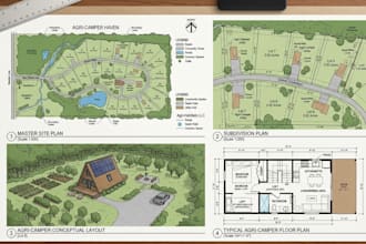 draw site plan, subdivision, agricamper, floor plan for real estate layout