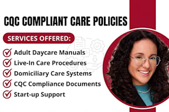 create cqc policies for adult daycare, live in and domiciliary care business