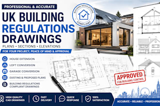 prepare UK building regulations drawings for house extension and loft conversion
