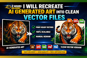 convert ai generated design to print ready vector file or fix ai flaws