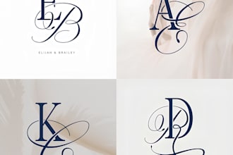 do initials monogram and minimal wedding logo design for 24hr