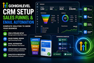 setup gohighlevel crm, sales funnel and email automation