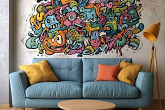 illustrate amazing custom graffiti, wall arts or murals