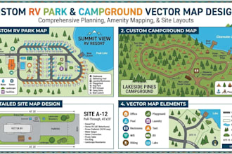 create custom rv park, campground, site map, and vector map designs