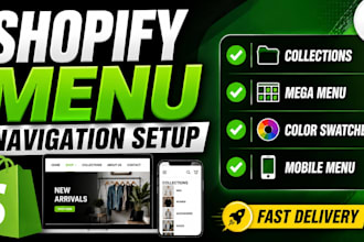 setup shopify navigation menus collections and product swatches