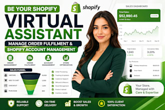 be shopify virtual assistant, manage order fulfilment shopify account management
