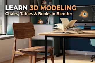 3d furniture modeling in blender chairs, tables and books from scratch