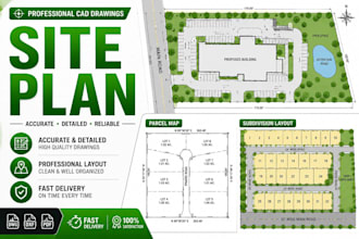 draw site plan, parcel map and subdivision layout in cad
