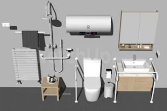 create detailed bathroom designs and 3d models in sketchup