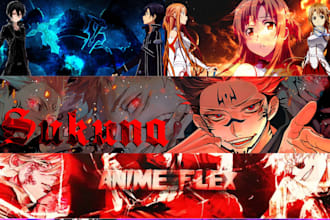 design a custom anime banner for youtube twitch or twitter header