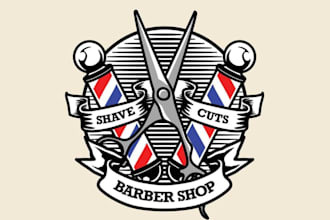 design a vintage barber shop logo with branding
