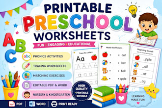 create printable preschool worksheets and phonics activities