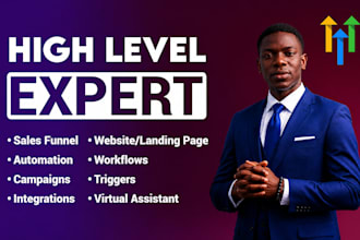 setup and manage gohighlevel website emails SMS automation sales funnel expert