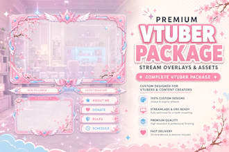 do vtuber overlay cute twitch overlay assets animated cyberpunk twitch packages