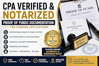 do cpaverified and notarized proof of fund documentation for funding application