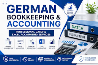 do german bookkeeping , accounting ,datev ,and excel accounting