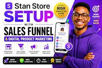 setup stan store with sales funnel and digital product marketing