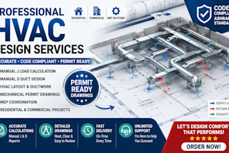 design hvac, ductwork, manual j, manual d, mechanical permit, and mep drawings