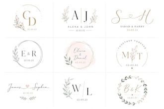 design custom wedding logo, wedding monogram, and initials