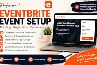 setup eventbrite event, ticketing and registration page for workshops, webinars