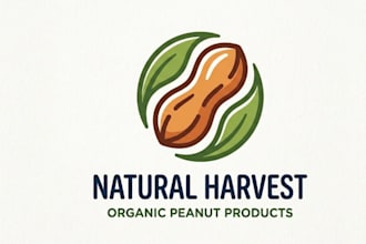 design modern organic peanut logo for food brands