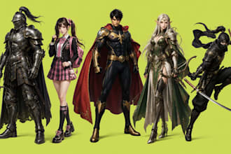 create stunning anime cosplay, school girl,superhero, elf, ninja custom designs