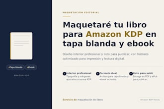 maquetaré tu libro para amazon KDP en tapa blanda y ebook