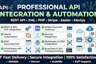 api integration rest XML zapier klaviyo development website PHP stripe payment