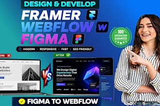 design redesign, or develop webflow website, figma to framer landing page expert