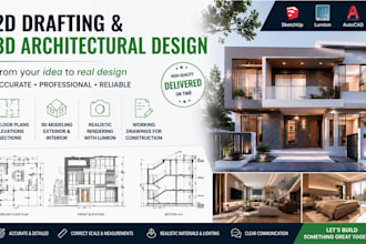 do 2d autocad drawing and 3d sketchup lumion render