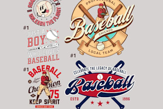 design a custom vintage baseball logo or typography