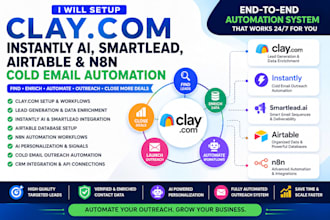 setup clay com instantly ai smartlead n8n airtable cold email automation