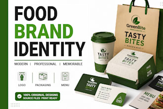 design modern food brand identity, logo, packaging, menu