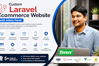 build a custom laravel ecommerce website with admin panel