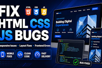 fix HTML CSS javascript bugs and responsive issues