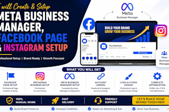 create meta business manager, facebook page and instagram setup