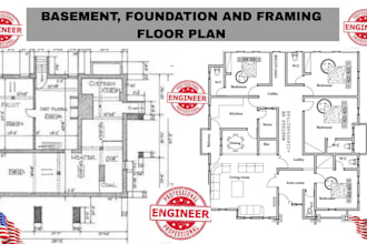 adu plan, basement plan, framing and foundation plan, garage plan for ca az al