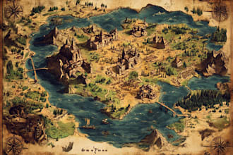 fantasy map, map, illustration, isometric map