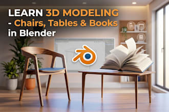 create professional 3d models of chairs, tables and books in blender