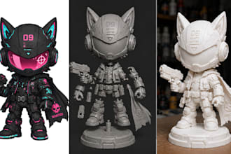 convert 2d image sketch to printable 3d model sculpt 3d character 3d toy stl fle