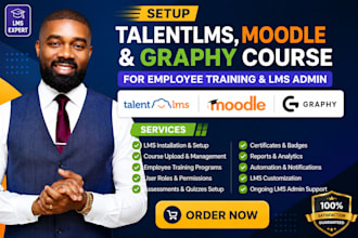 setup talentlms, moodle and graphy course for employee training and lms admin