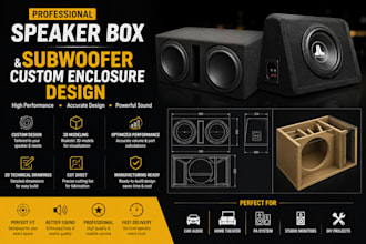 design a professional speaker box and custom subwoofer enclosure