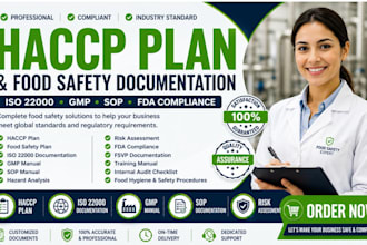 create haccp plan, food safety plan, iso 22000 gmp document