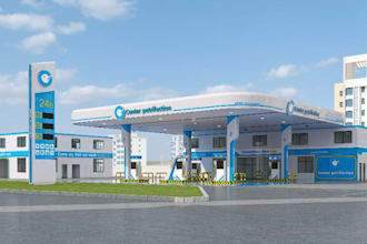 design 3d gas station, ev charging station, petrol station, gas station shield