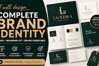 design a complete brand identity, branding kit, brand guidelines, and logo