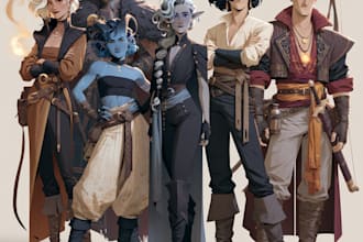 animedraw a fantasy character for dnd, pathfinder, etc