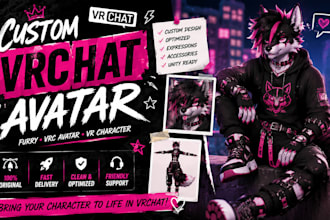 do custom vrchat avatar, vrc avatar, furry nsfw avatar, vr character