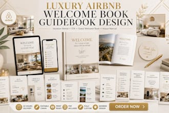 create luxury airbnb welcome book guidebook, vacation rental str property design
