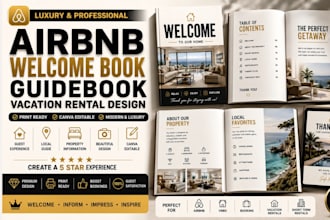 create luxury airbnb welcome book guidebook, vacation rental str property design