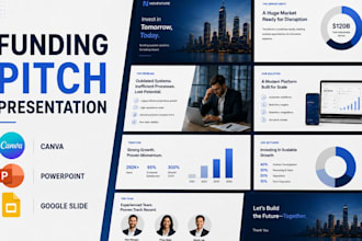 design redesign rewrite funding  investor pitch presentation deck business plan